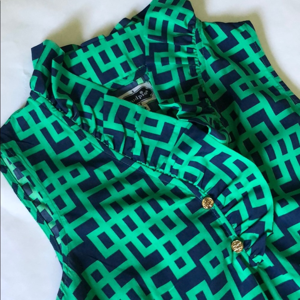 Mud Pie tunic tank with ruffled collar.